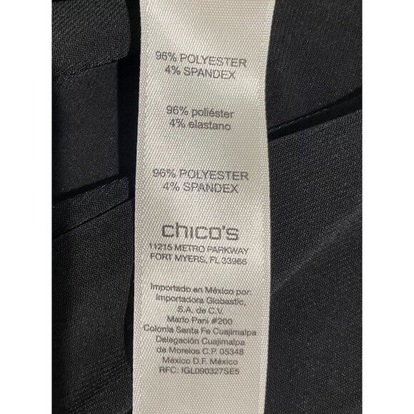 Chicos Black & White Asymmetrical Top With Side Slits & Tie Hem Size 0 - Picture 8 of 12